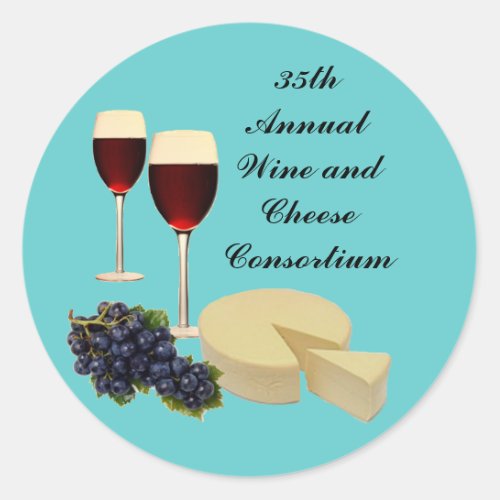 Wine and Cheese Series Classic Round Sticker