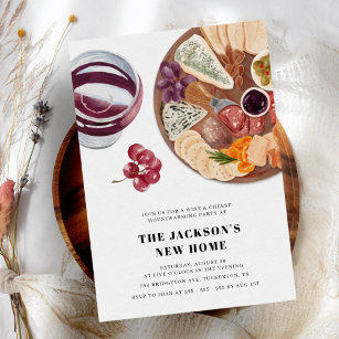 Wine and Cheese Simple Modern Housewarming Party Invitation