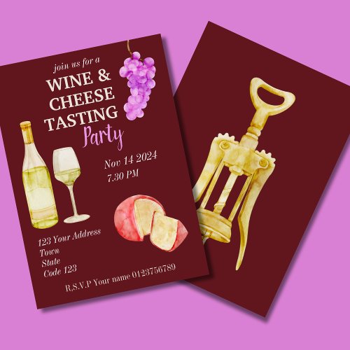 Wine and Cheese tasting party Invitation