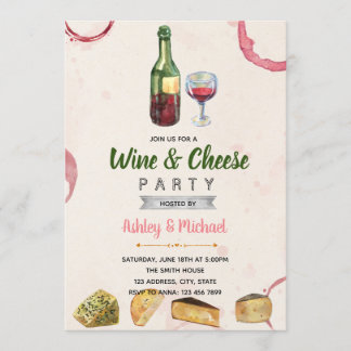 Wine and cheese theme party invitation