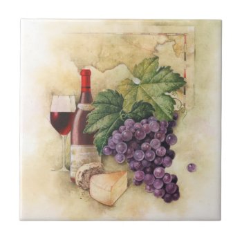Wine And Cheese Tile by artogram at Zazzle