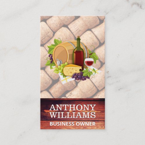 Wine and Cheese  Wood  Vineyard  Winery Business Card