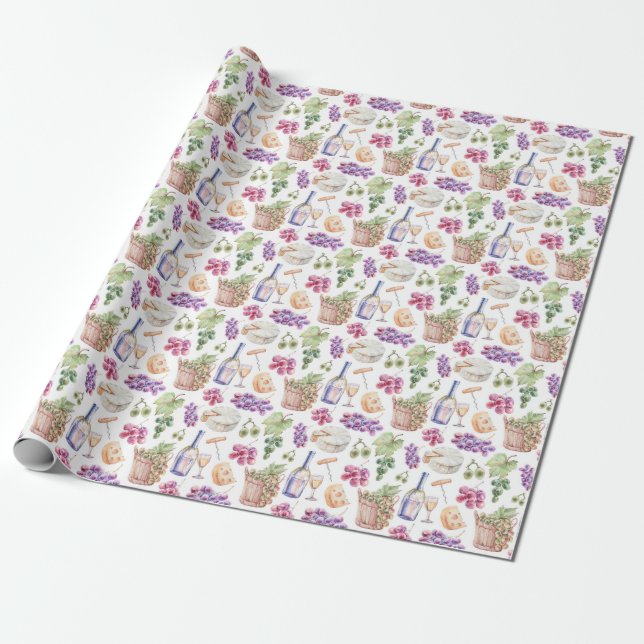 Wine and Cheese Wrapping Paper (Unrolled)