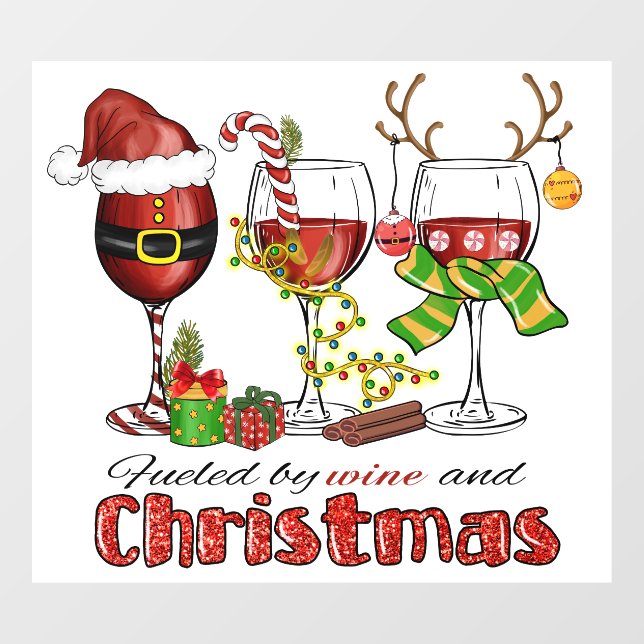 Wine and Christmas Window Cling (Sheet)
