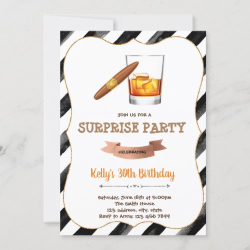 Wine and cigarette birthday party invitation card