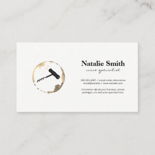 Wine and Corkscrew Wine Stain Business Card