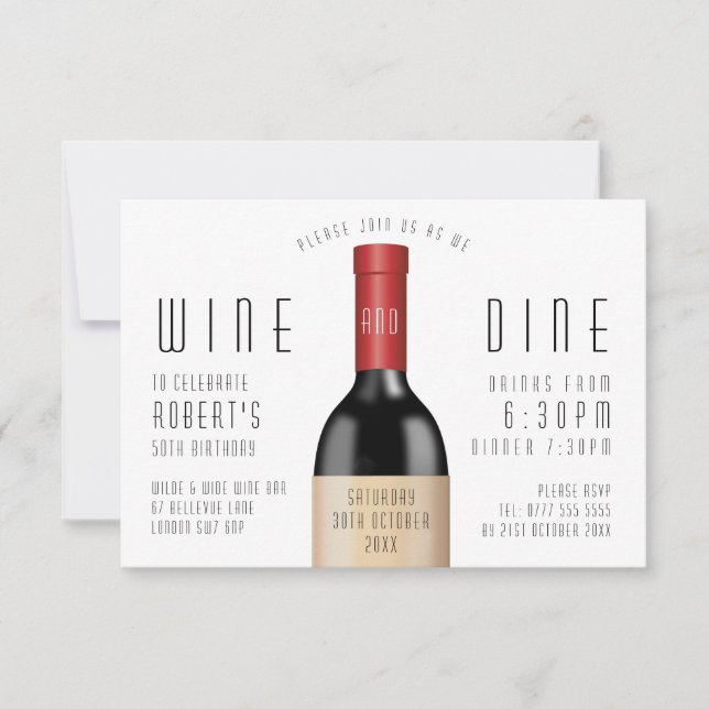 Wine and Dine Birthday Celebration Invitation (Front)