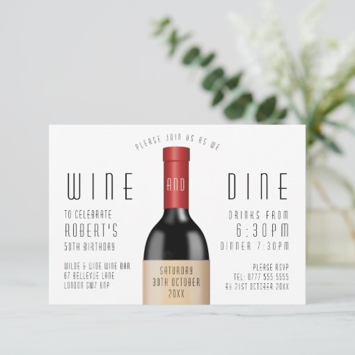 Wine and Dine Birthday Celebration Invitation | Zazzle