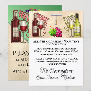 Wine and Friends - See Back - Invitation