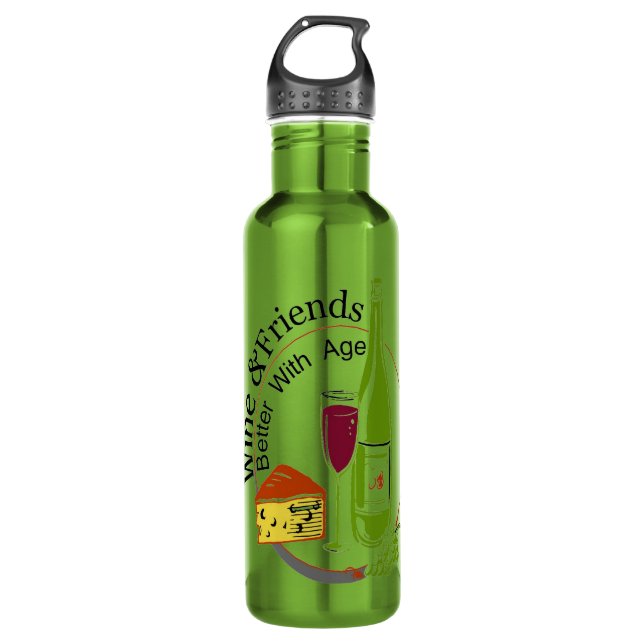 Wine and Friends Stainless Steel Water Bottle (Front)