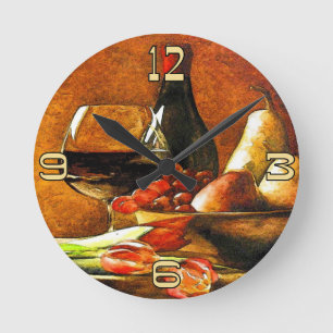Wine and Fruit Round Clock