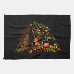 Wine and Fruit Still Life Kitchen Towel