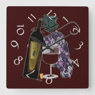 Wine and Gapes Humorous Square Wall Clock