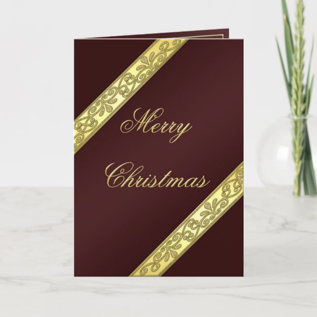 Wine and Gold Colored Christmas Card (Front)