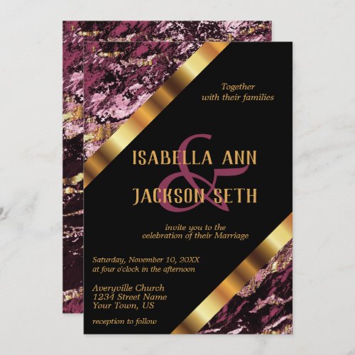 Wine and Gold Marble Invitation