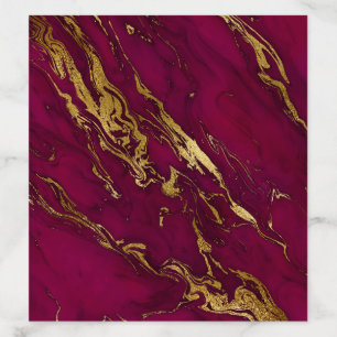 Wine and Gold Marble Wedding Envelope Liner