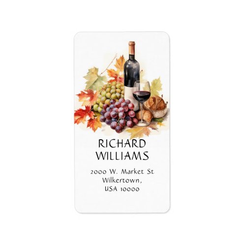 Wine and Grapes Address  Label