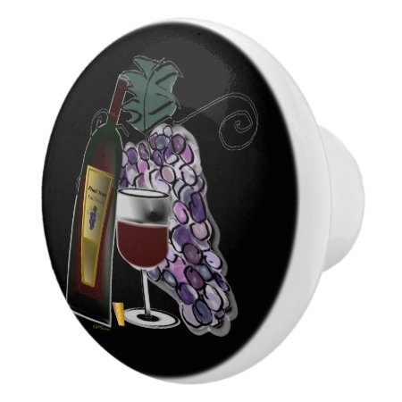 Wine And Grapes Ceramic Knob