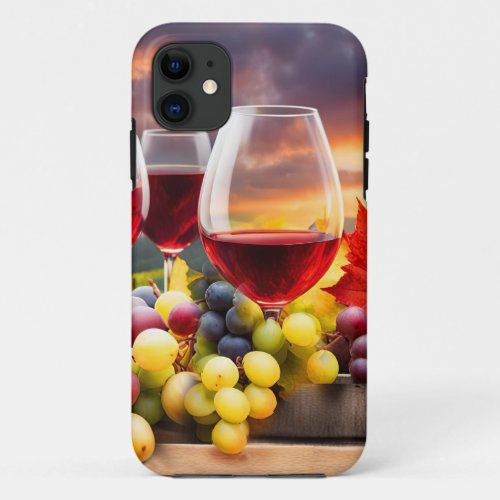 Wine and Grapes Colorful iPhone 11 Case