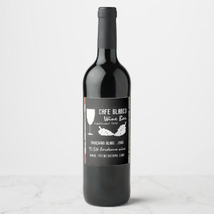 Wine And Grapes, Floral Chalkboard Wine Bar/Winery Label