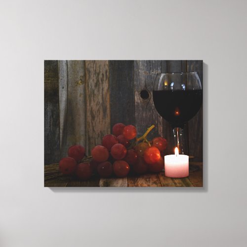 wine and grapes glow canvas print
