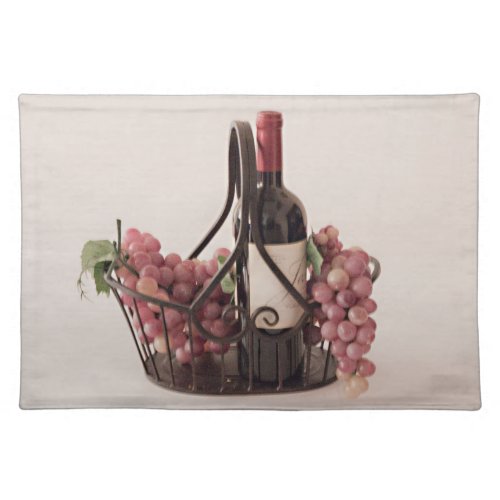 Wine and Grapes in a Basket Cloth Placemat