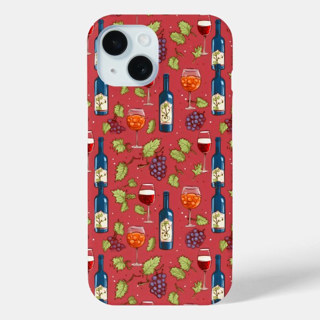 Wine and Grapes Pattern Case-Mate iPhone Case (Back)