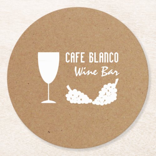 Wine And Grapes Rustic Wine BarWinery Round Paper Coaster