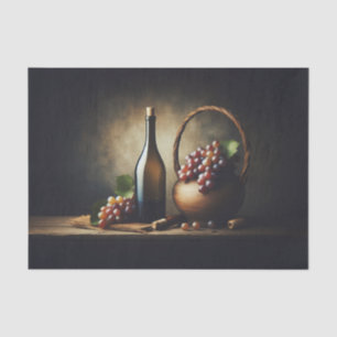 Wine and Grapes Still Life Painting Decoupage Tissue Paper