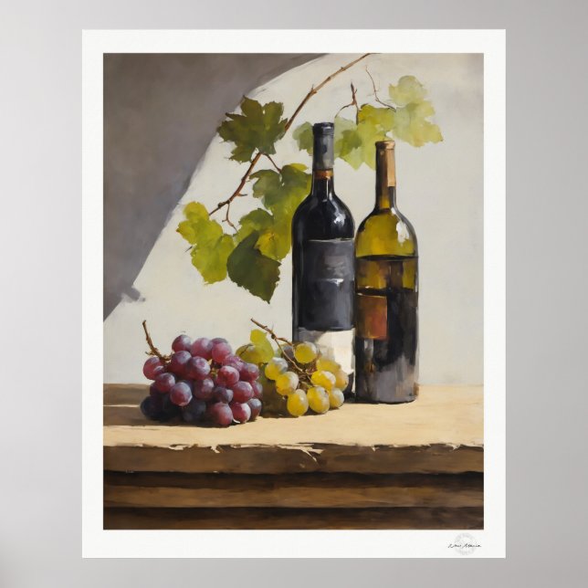 Wine and Grapes Still Life Poster (Front)