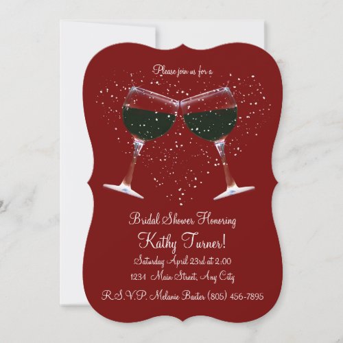 Wine and Heart Themed Bridal Shower Invitation