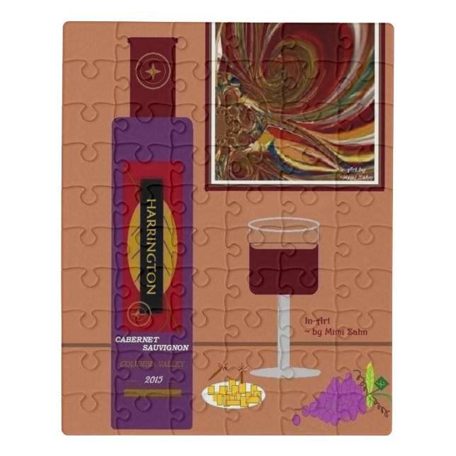 "Wine and H'orderves" 8x10 Acrylic Puzzle w/Tin (Puzzle Vertical)