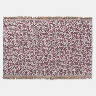 Wine and Ivory Chrysanthemum Throw Blanket