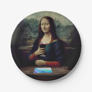 Wine and Paint party Mona Lisa birthday Paper Plates