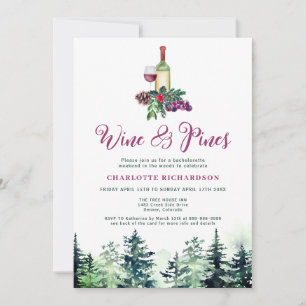 Wine And Pines Bachelorette Weekend Cabin In Woods Invitation