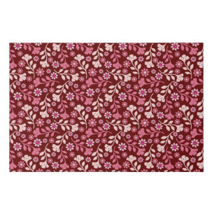 Wine and Pink Floral Vines Pattern Faux Canvas Print