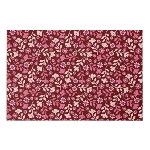 Wine and Pink Floral Vines Pattern Faux Canvas Print