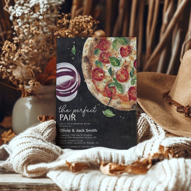 Wine and Pizza Perfect Pair Rehearsal Dinner Invitation (Creator Uploaded)