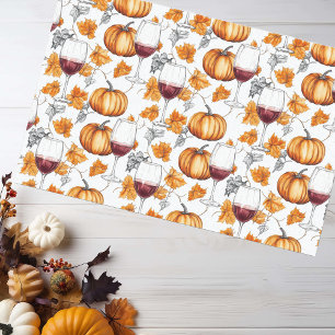 Wine and Pumpkins Watercolor Autumn Tissue Paper