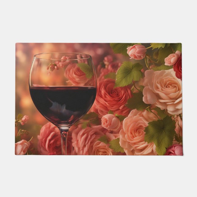 Wine and Rose Beautiful  Doormat (Front)