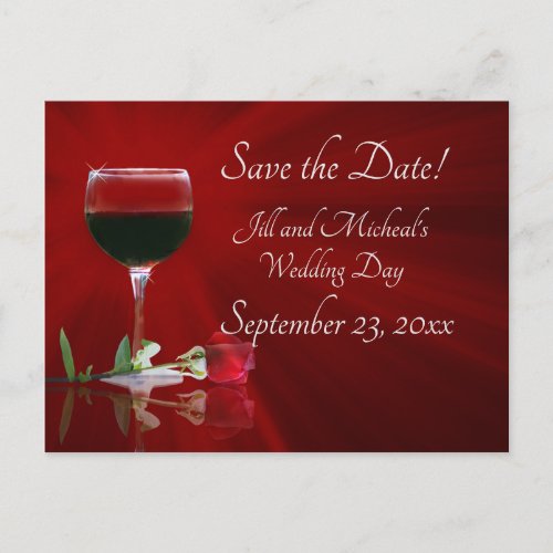 Wine and Rose Save The Date Invitation Postcard