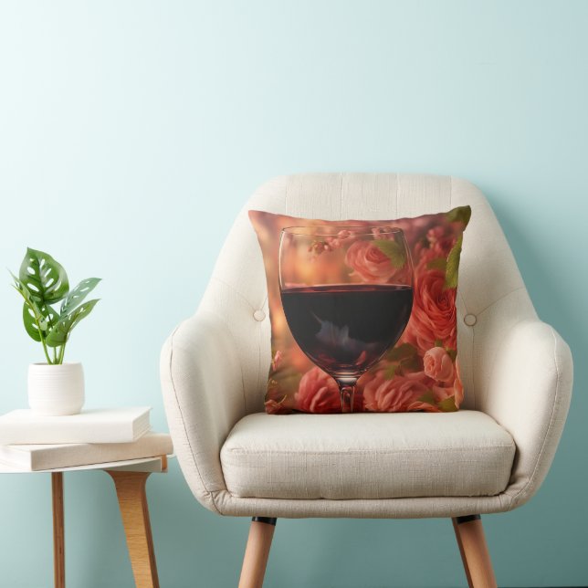 Wine and Roses Beautiful Throw Pillow (Chair)