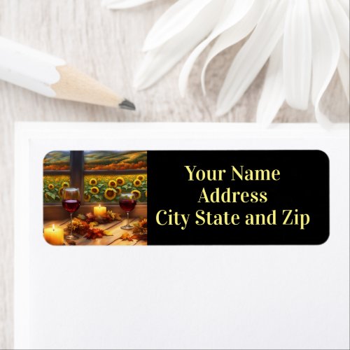 Wine and Sunflowers Return Address Label