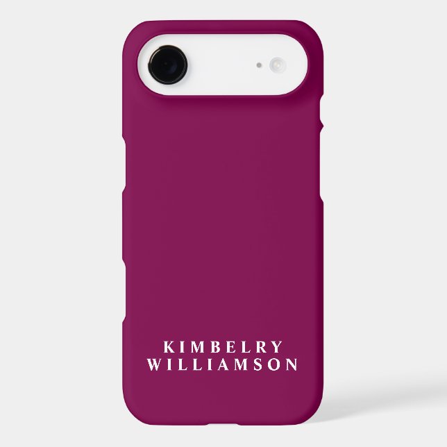 Wine and White Customized Name Stylish Monogram  iPhone Case (Back)