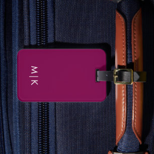 Wine and White Modern Monogram Luggage Tag