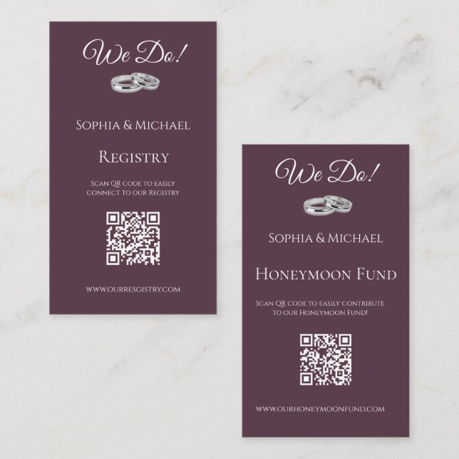 Wine and White- We Do-Wedding Rings-Registry- Business Card (Front/Back)