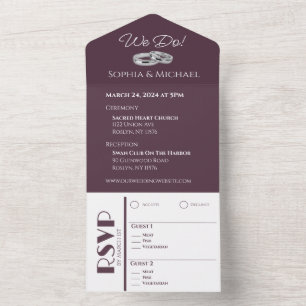 Wine and White-Wedding Rings- All In One Invitation