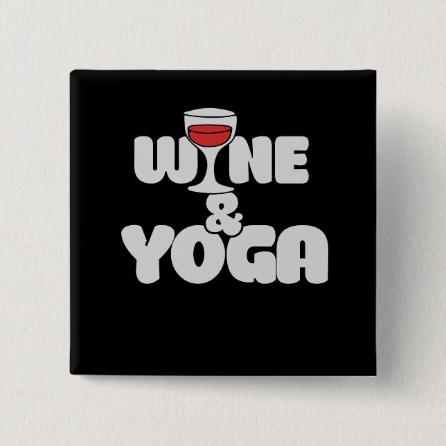 wine and yoga pinback button (Front)