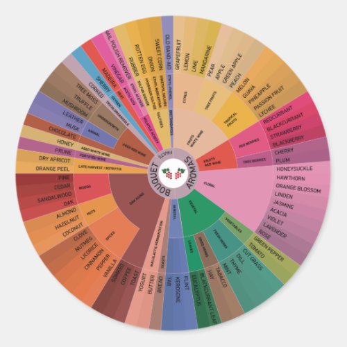 Wine Aroma Wheel Classic Round Sticker