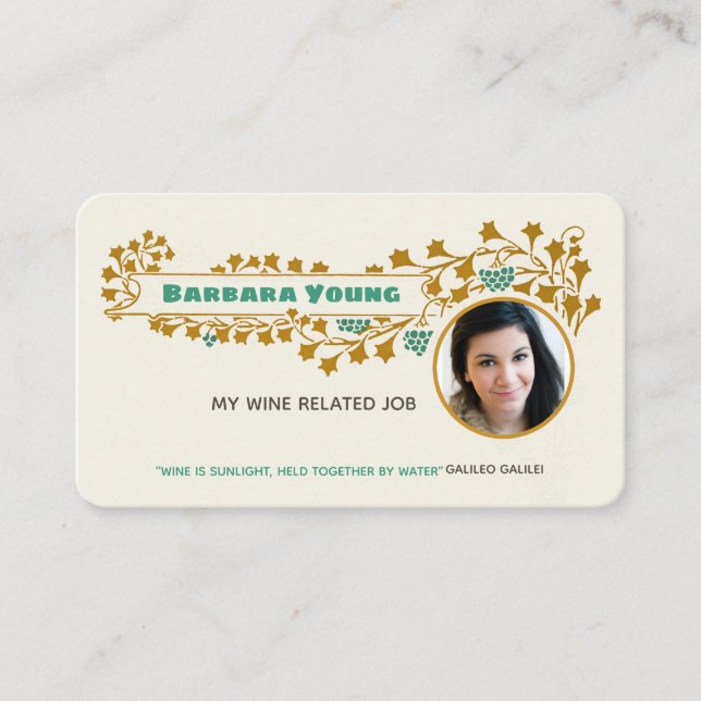 Wine Art nouveau Mucha grapevine ornament CC1022 Business Card (Front)